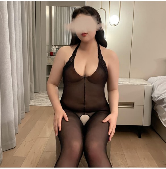 FEE ET MOI - Backless Halter Open Crotch Bodystocking (Plus Size - Black) FEE ET MOI - Backless Halter Open Crotch Bodystocking (Plus Size - Black)
